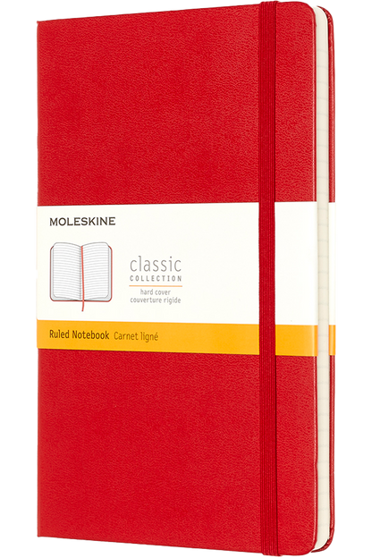 Cuaderno Clásico - Tapa dura - Large - Rojo escarlata - De rayas