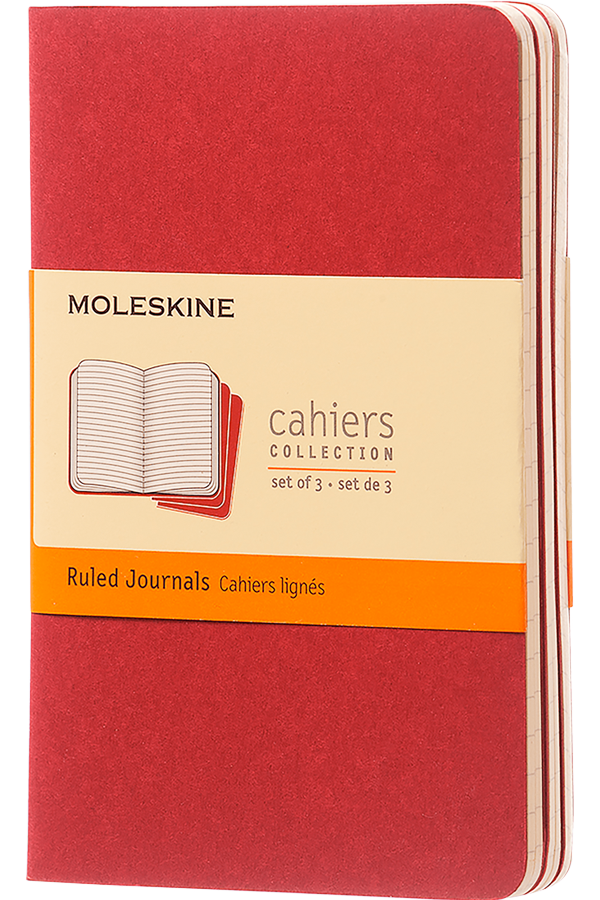 Libretas Cahier. Set de 3 - Pocket - Rojo arandano - De rayas