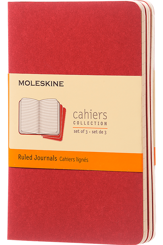 Libretas Cahier. Set de 3 - Pocket - Rojo arandano - De rayas