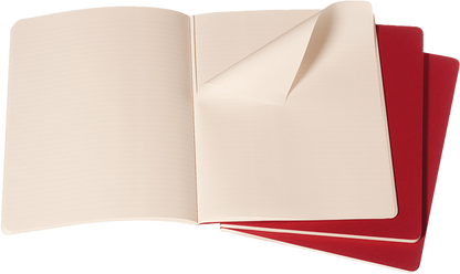 Libretas Cahier. Set de 3 - Tapa Blanda - XL - Rojo arandano - De rayas
