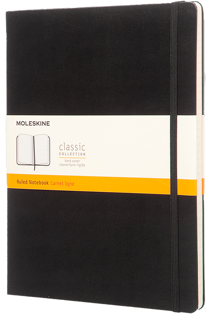 Cuaderno Clásico - Tapa dura - XL - Negro - De rayas