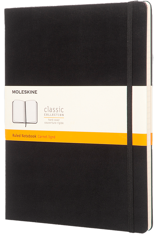 Cuaderno Clásico - Tapa dura - XL - Negro - De rayas