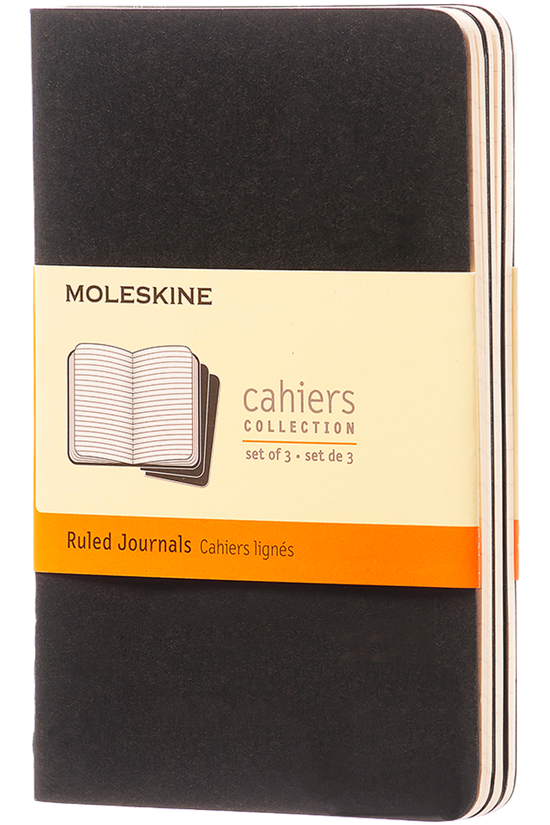 Libretas Cahier. Set de 3 - Pocket - Negro - De rayas