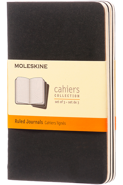 Libretas Cahier. Set de 3 - Pocket - Negro - De rayas