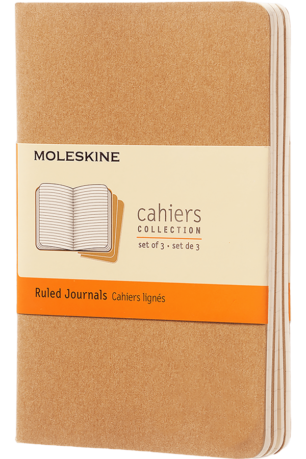 Libretas Cahier. Set de 3 - Tapa Blanda - Pocket - Marron kraft - De rayas