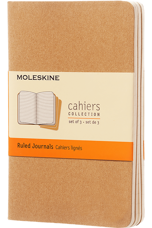 Libretas Cahier. Set de 3 - Tapa Blanda - Pocket - Marron kraft - De rayas