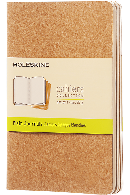 Libretas Cahier. Set de 3 - Tapa Blanda - Pocket - Marron kraft - Lisa