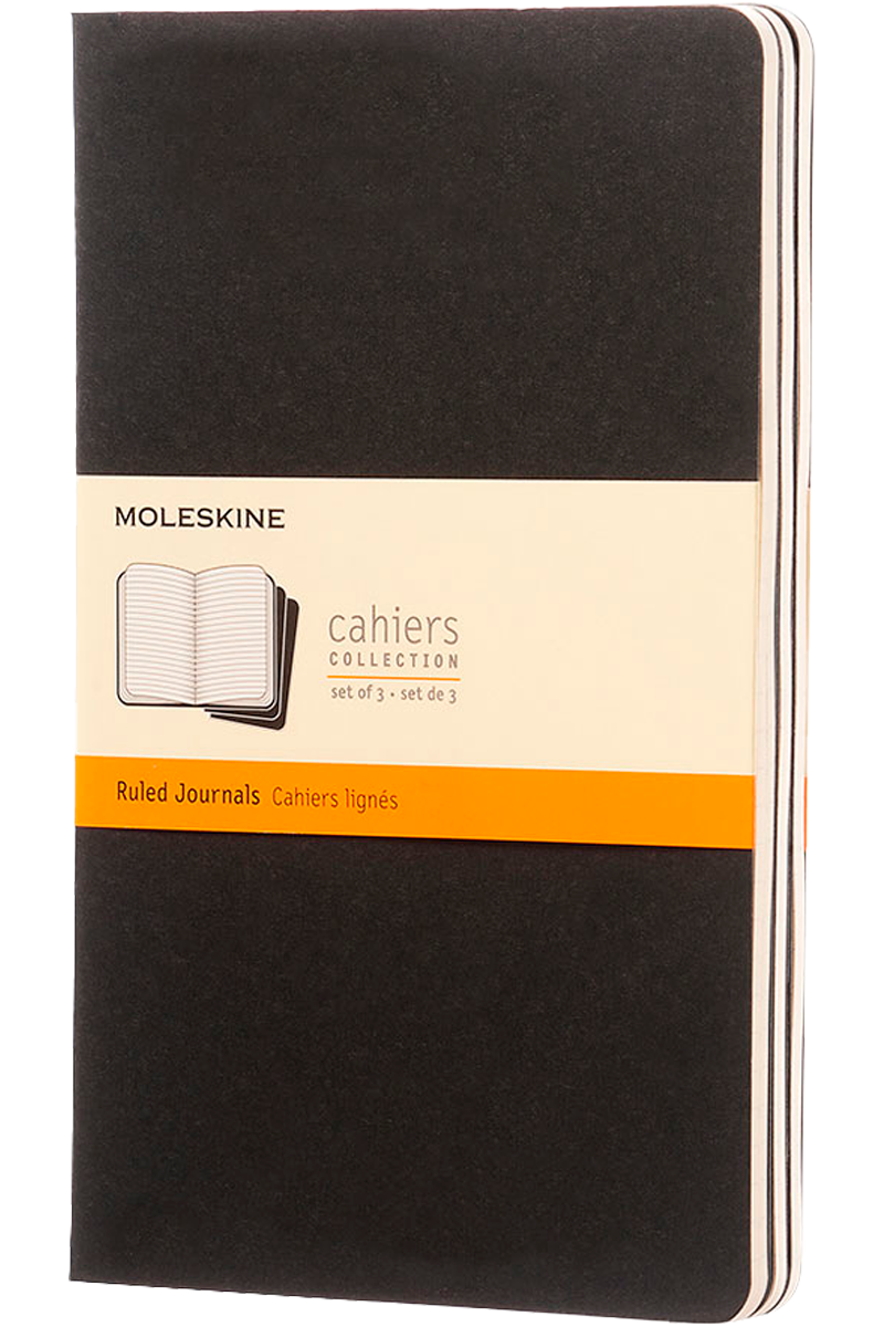 Libretas Cahier. Set de 3 - Large - Negro - De rayas