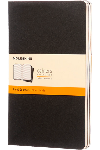 Libretas Cahier. Set de 3 - Large - Negro - De rayas