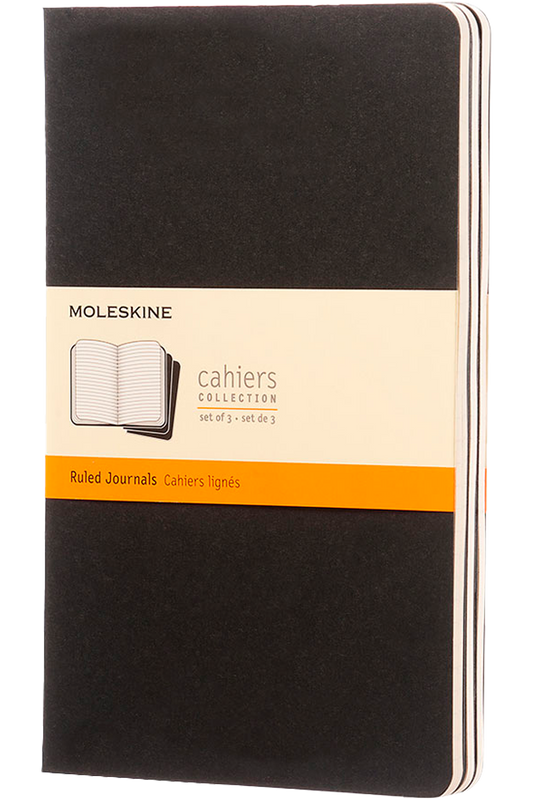 Libretas Cahier. Set de 3 - Large - Negro - De rayas