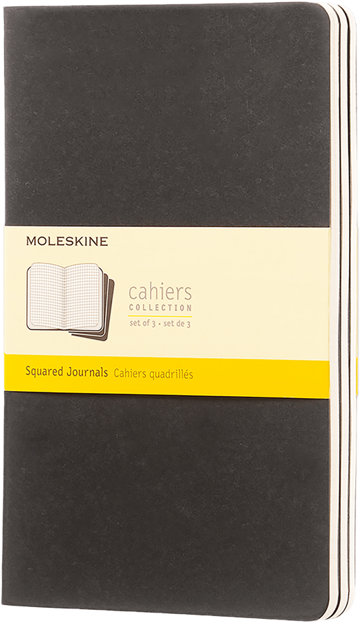 Libretas Cahier. Set de 3 - Tapa Blanda - Large - Negro - Cuadriculada