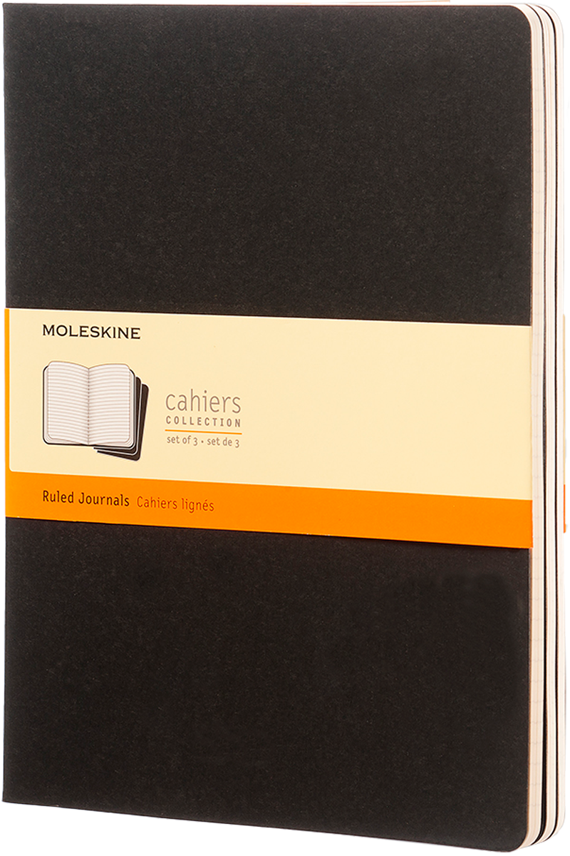 Libretas Cahier. Set de 3 - XL - Negro - De rayas