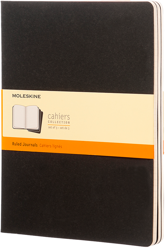 Libretas Cahier. Set de 3 - XL - Negro - De rayas